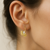 18K Gold-Plated Fan Shape Drop Earrings for Women, Girls