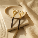 18K Gold-Plated Geometric Drop Tassel Earrings for Women, Girls