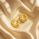 18K Gold-Plated Twisted Hoop Earrings for Women
