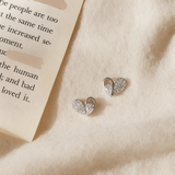 Silver Plated Heart Shaped Crystal Stud Earrings for Women