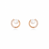 Silver Plated Round Pearl Stud Earrings for Women