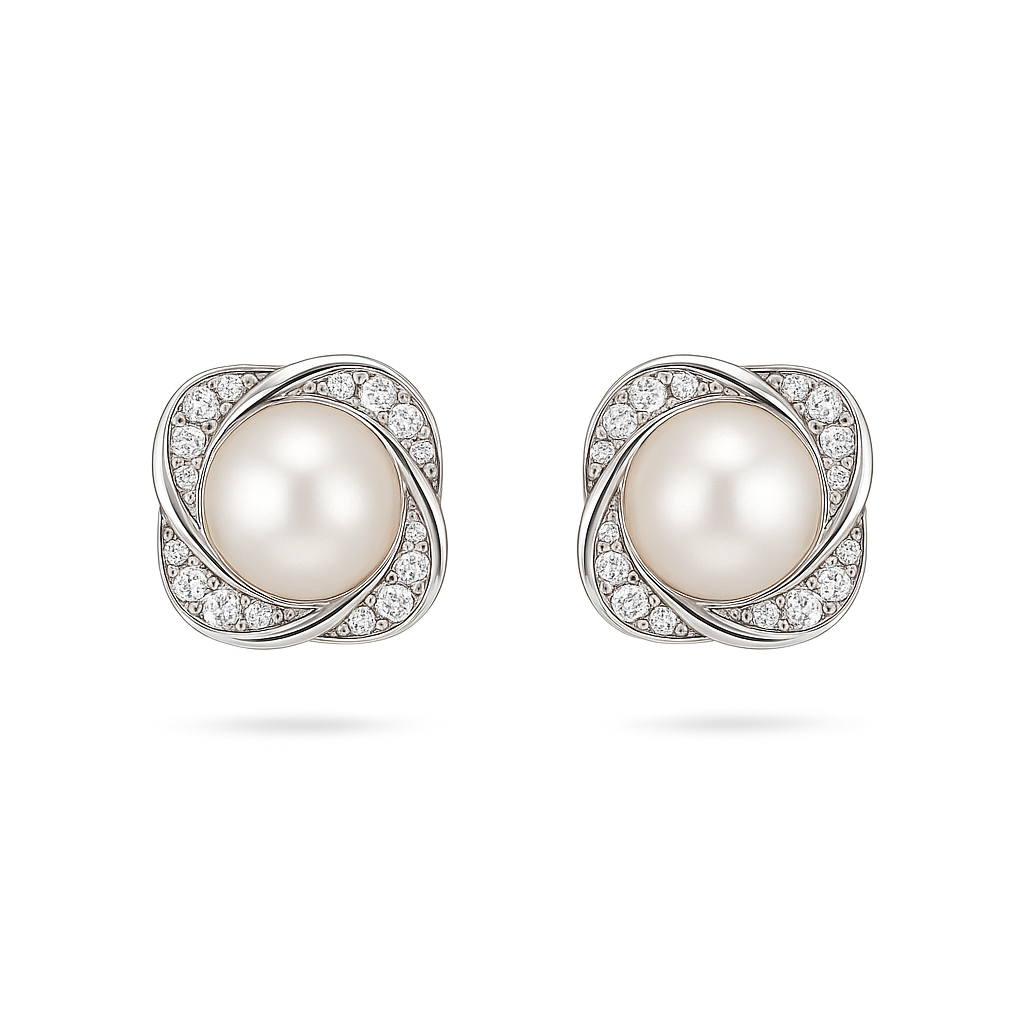 18K Gold Plated Pearl Stud Earrings for Women Fashion