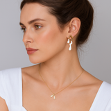 18K Gold Plated Pearl Stud Earrings for Women