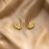 18K Gold-Plated Fan Shape Drop Earrings for Women, Girls