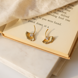 18K Gold-Plated Fan Shape Drop Earrings for Women, Girls