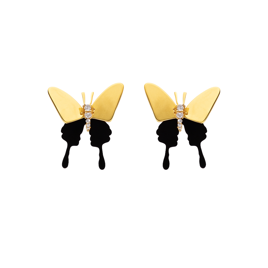 Stud Earrings with Ribbon Design for Women