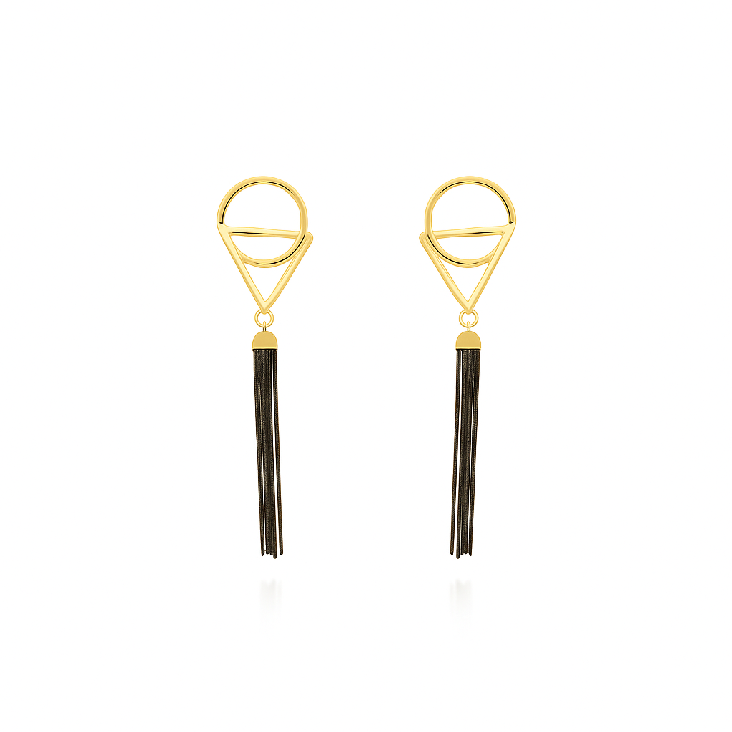 18K Gold-Plated Geometric Drop Tassel Earrings for Women, Girls