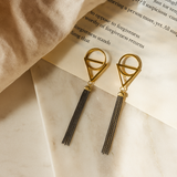 18K Gold-Plated Geometric Drop Tassel Earrings for Women, Girls