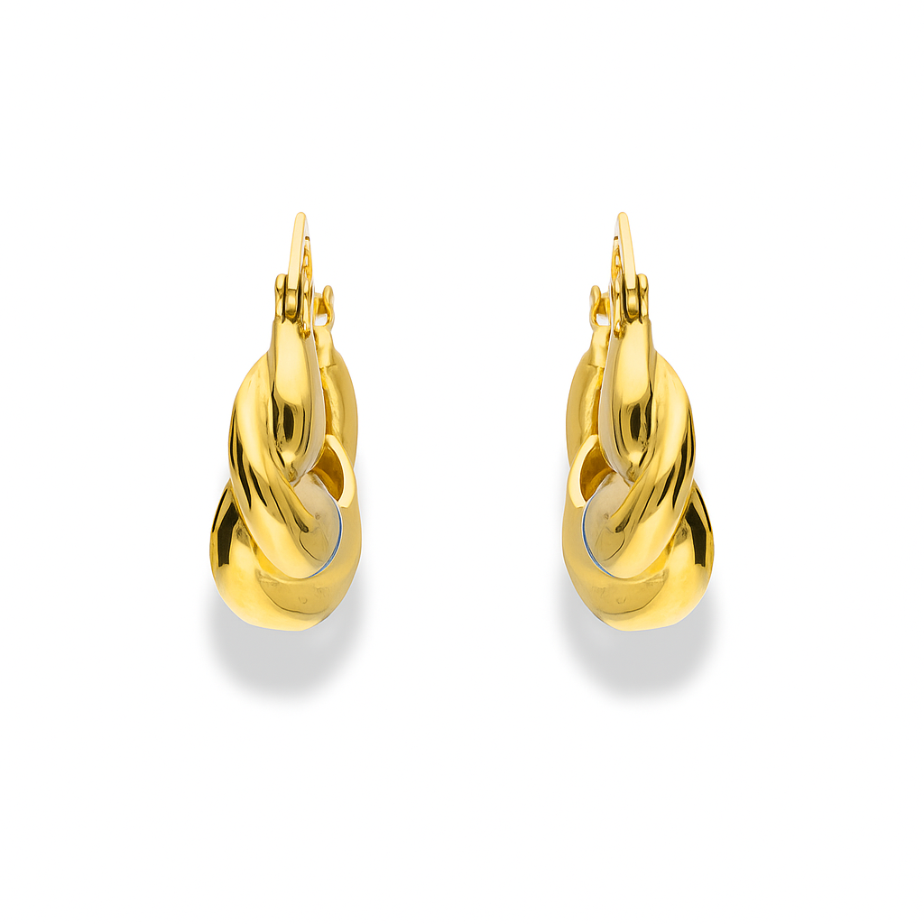 18K Gold-Plated Twisted Hoop Earrings for Women