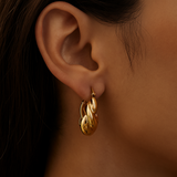 18K Gold-Plated Twisted Hoop Earrings for Women