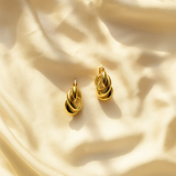 18K Gold-Plated Twisted Hoop Earrings for Women
