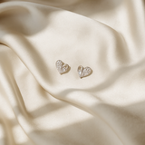 Silver Plated Heart Shaped Crystal Stud Earrings for Women
