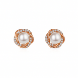 18K Gold Plated Pearl Stud Earrings for Women Fashion